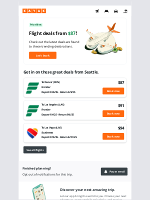 KAYAK - ✈ How does a $87 flight from SEA to one of these top destinations sound?