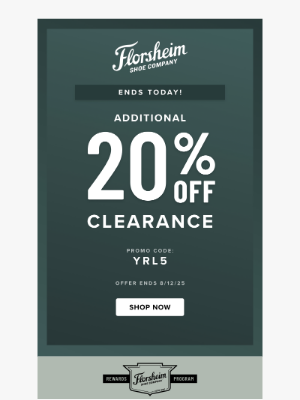 Florsheim Shoes - Ends TODAY! Extra 20% off clearance
