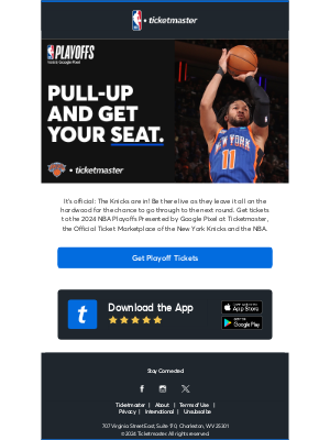 Ticketmaster - The New York Knicks Are Checking Into the 2024 NBA Playoffs!