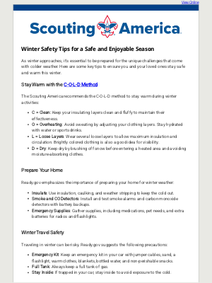 Boy Scouts of America - Winter Safety Tips