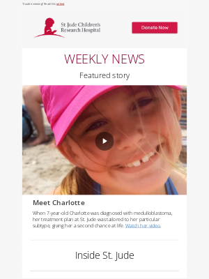 St. Jude Children's Research Hospital - Carol, your weekly update and patient spotlight.