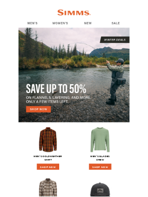 Simms Fishing Products - Winter Deals: Only a few Left, up to 50% off