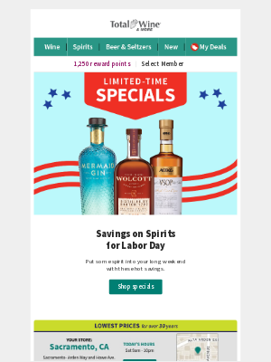 Total Wine & More - Labor Day Savings on Spirits