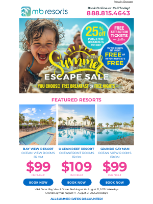 Brittain Resorts & Hotels - 🏝Final Days To Book Amazing Rates! Rooms from $99 Per Night During Our Summer Escape Sale 😎