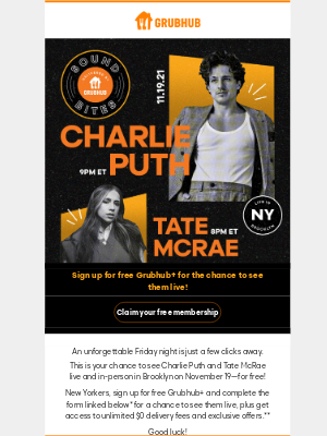 Allmenus - Enter for a chance to win tickets to see Charlie Puth and Tate McRae.