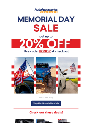 AutoAccessoriesGarage - Memorial Day Weekend Sale: Up To 20% Off!