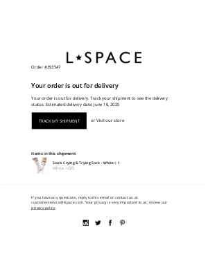 LSpace - Your LSPACE order #393547 has been delivered