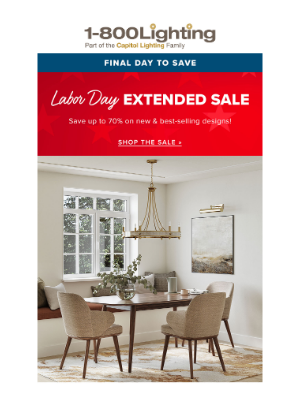 Capitol Lighting's 1800lighting - LAST DAY: Up to 70% Off Ending Tonight!