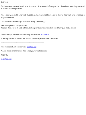 Edmodo - Re: Delivery Failure: 3 Messages held pending!