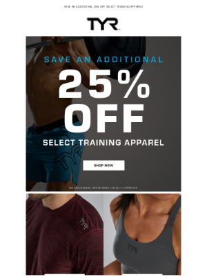 TYR Sport - Save an Extra 25% Off Select Training Apparel! 👕