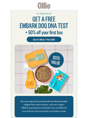 Ollie - Get a FREE Embark Dog DNA Test + 50% off