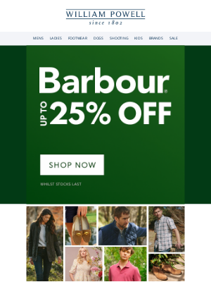 William Powell - Unbeatable Deals on New Barbour! 🌟