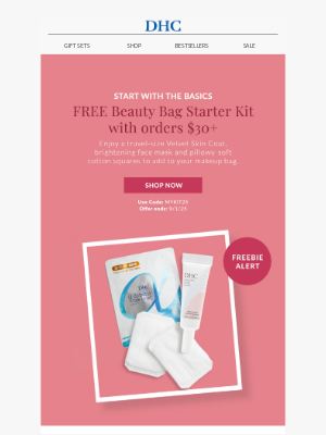 DHC - FREE Beauty Bag Starter Kit when you spend $30+