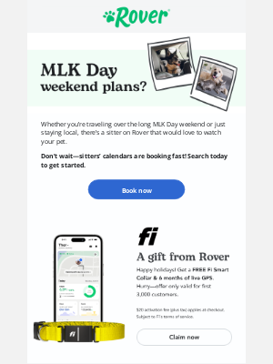 Rover.com - Need MLK Day weekend pet care?