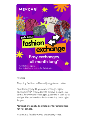 Mercari -  🥳 Didn't fit? No problem Fashion Exchange is here