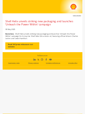 Shell - Shell Helix unveils striking new packaging and launches ‘Unleash the Power Within’ campaign