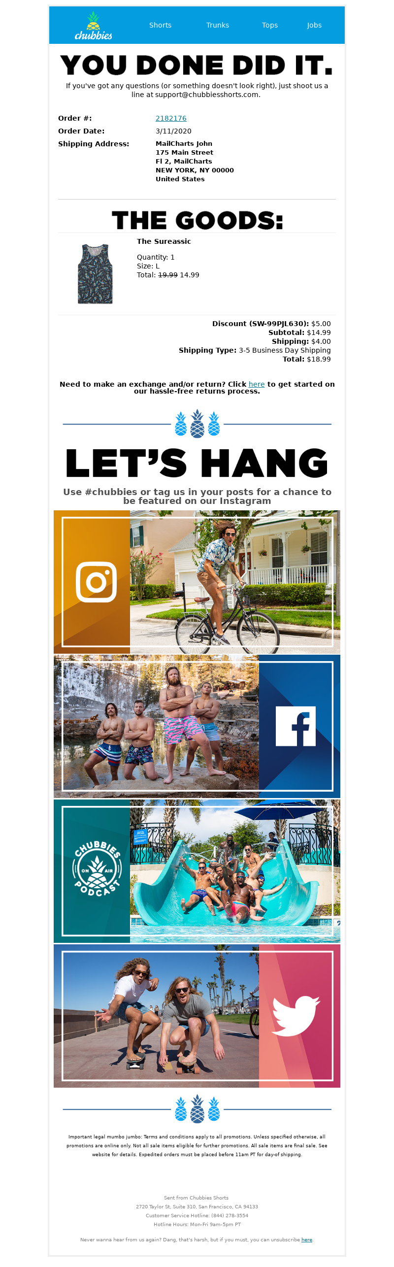 Chubbies - Order Confirmation #2182176
