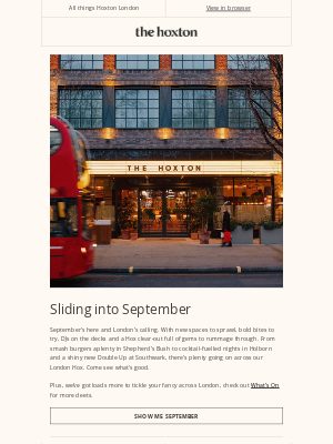The Hoxton - Your September at The Hox, Sorted