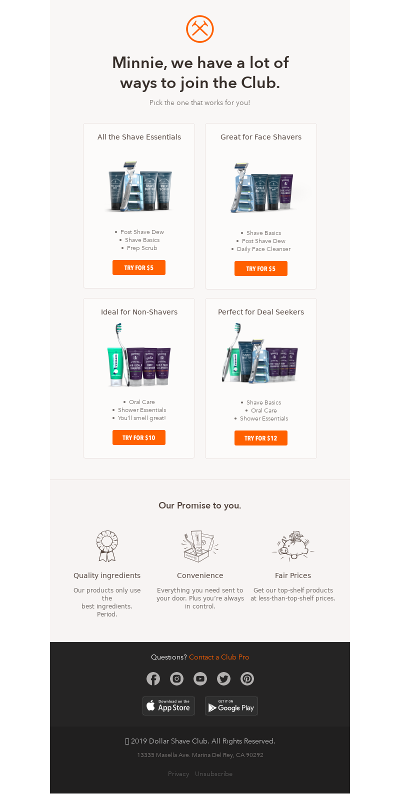 Dollar Shave Club - Want to try a different Starter Set? Easy.