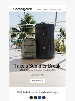 Samsonite - Detour Collection 30% Off + Extra 10%