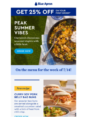 Blue Apron - 25% OFF + 3 Test Kitchen recs for summer