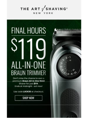 The Art of Shaving - 30% off Ends in 48 hours! 🍀 Braun AIO9440 for $119 Ends Tonight!