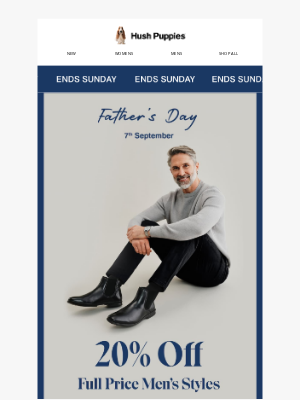 Hush Puppies - 20% Off Full Price Men’s Styles