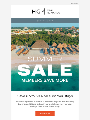 Intercontinental Hotel Group - Save up to 30% on summer stays
