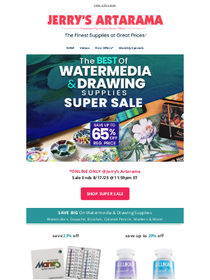 Jerry's Artarama - The Best Watermedia & Drawing Super Sale – Just For You!