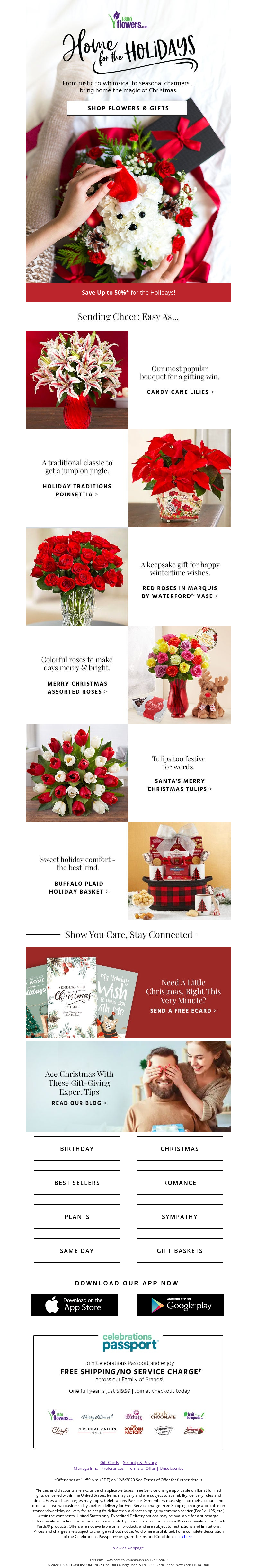 1-800-Flowers - Get a Holiday Head Start with Up to 50% Off!