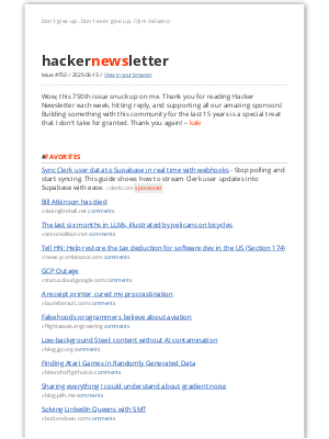 Hacker Newsletter - Hacker Newsletter #750