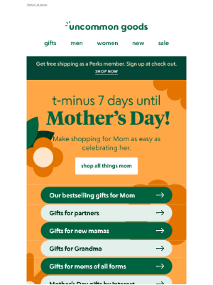 This is not a drill. You've got 7 days until Mother's Day.