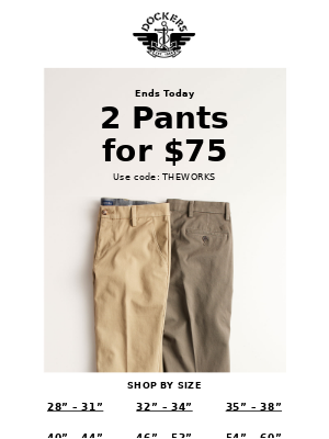 Promotional email example from Dockers
