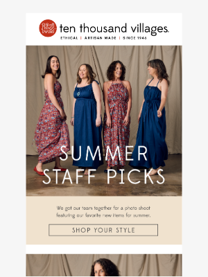 Ten Thousand Villages - Shop Your Style- Summer Staff Picks!