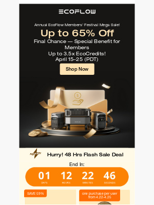 EcoFlow - ⏳ Final Day! EcoFlow Members' Festival Mega Sale! – Up to 65% Off Ends Tonight!