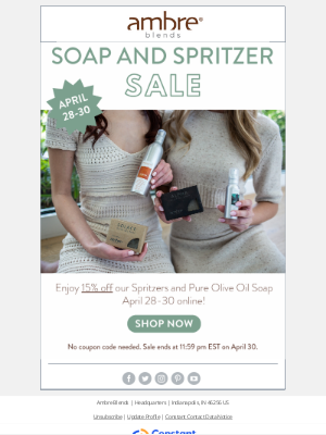 Ambre Blends - Save on Spritzers & Pure Olive Oil Soaps!