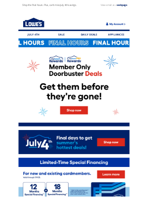 Lowe's - Member Only Doorbuster Deals end today!