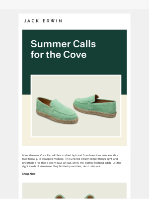 Jack Erwin - Introducing the Cove: Summer’s Essential Espadrille