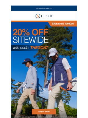 Stitch Golf - 20% Off Ends Tonight | Save On Gifts For Dad