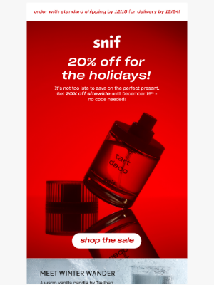 Snif - NEW HOLIDAY PROMO: 20% off sitewide!