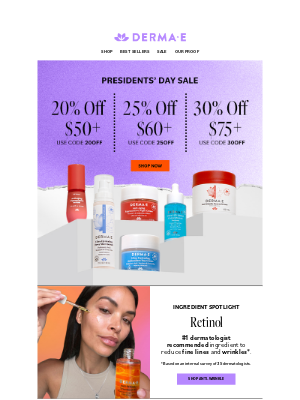 Derma E - 🌟 Presidential Glow-Up: Save Up to 30% This Presidents’ Day Weekend! Use code: 30OFF