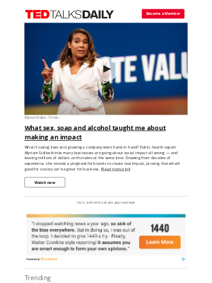 TED - What sex, soap and alcohol taught me about making an impact