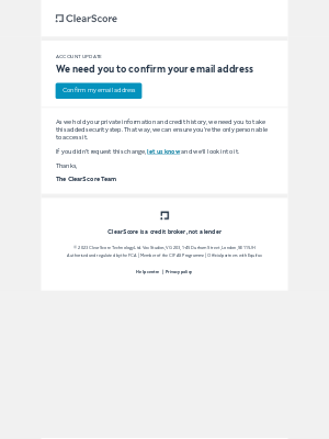 ClearScore (United Kingdom) - Confirm your email address