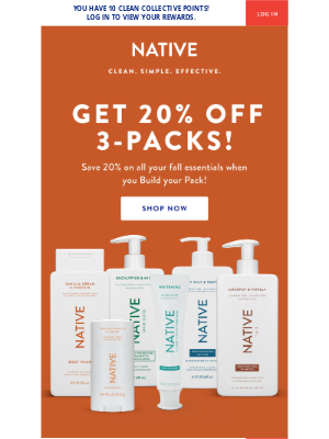 Native - Get 20% off your fall must-haves