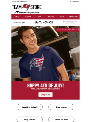 Tampa Bay Buccaneers - Ends Tonight | Up to 40% Off 4th of July Sale