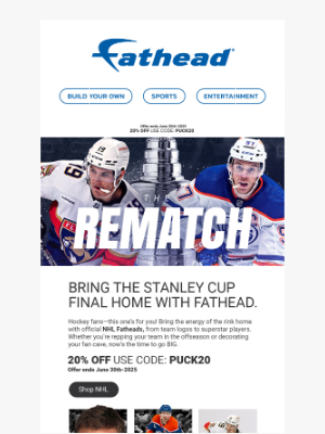 Fathead - The Rematch Is On—20% Off Fatheads for the Stanley Cup Final!