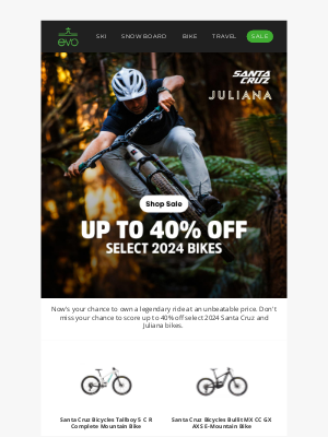 evo - 💥🚴‍♂️ Up to 40% Off Santa Cruz & Juliana Bikes