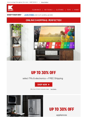 Kmart - Up to 30% Off TVs and Electronics and FREE SHIPPING