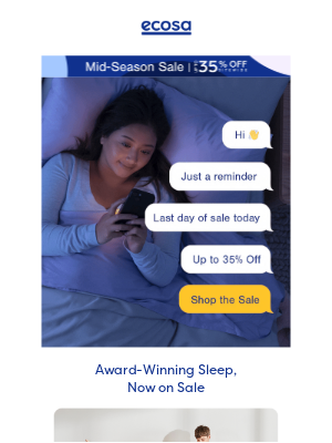 Ecosa (Australia) - Re: Up to 35% OFF - Prices Jump at 11:59 PM Tonight.