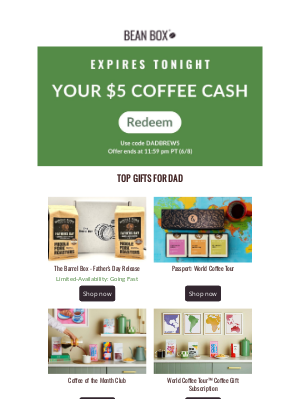 BeanBox - ENDS TONIGHT: Your COFFEE CASH expires soon ☕💰
